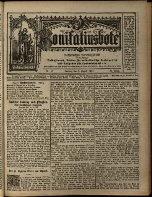 Erste Ausgabe vom Sonntag, den 03. August 1913.