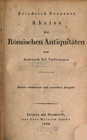 Abriss der Römischen Antiquitäten