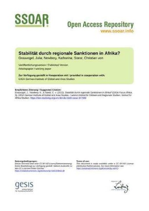 Stabilität durch regionale Sanktionen in Afrika?