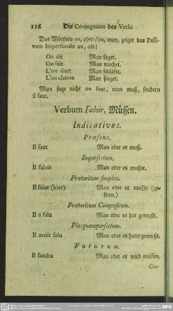 Die Conjugation des Verbi Faloir, müssen