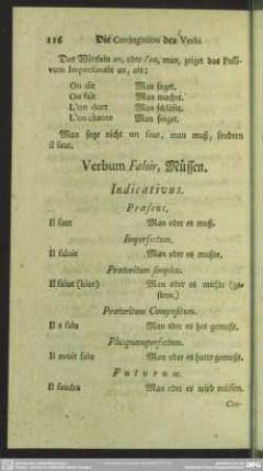 Die Conjugation des Verbi Faloir, müssen