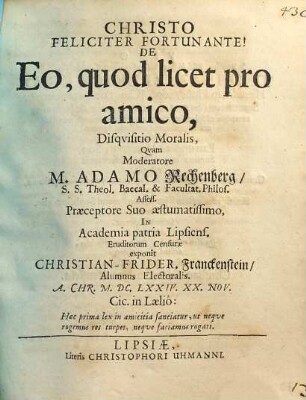 De eo quod licet pro amico, disquisitio moralis
