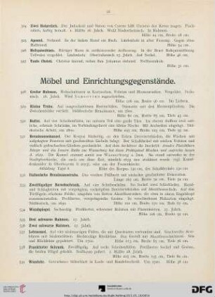 Möbel und Einrichtungsgegenstände (Nr. 528-550)
