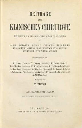 Beiträge zur klinischen Chirurgie. 18. 1897