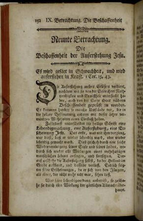 Neunte Betrachtung. Die Beschaffenheit der Auferstehung Jesu.