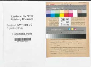 Entnazifizierung Hans Hagemann, geb. 02.05.1915 (Angestellter)