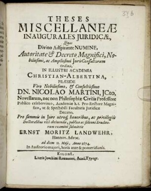 Theses Miscellaneae Inaugurales Iuridicae
