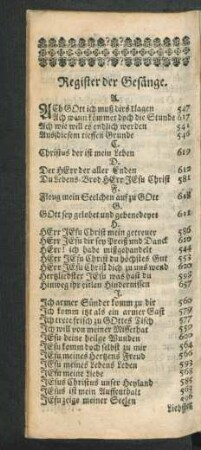 Register der Gesänge.