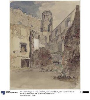 Schlossruine in Gollub, Hofansicht mit Turm