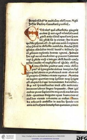 Incipit tractatus de eruditione confessorum magistri Johannis Gerson, cancellarii Parisiensis.