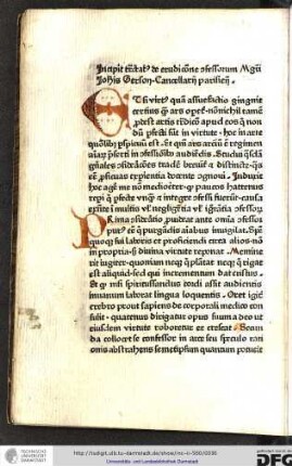 Incipit tractatus de eruditione confessorum magistri Johannis Gerson, cancellarii Parisiensis.