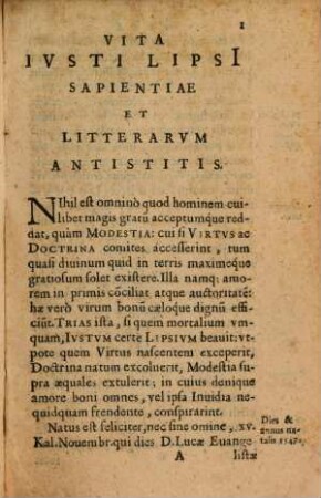 Vita Iusti Lipsii sapientiae et litterarum antistitis