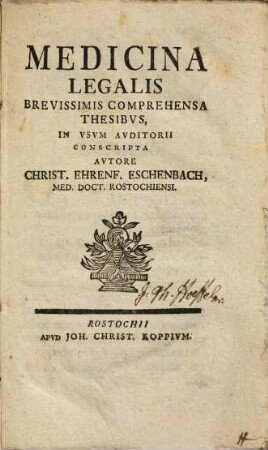 Medicina legalis : brevissimis comprehensa thesibus, in usum auditorii conscripta