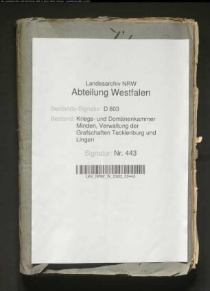 Anstellung der Oberjäger und Forstmeister der Grafschaften Tecklenburg und Lingen