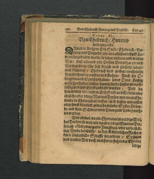 Caput XL. Von Ehebruch/ Hurerey und Unzucht.
