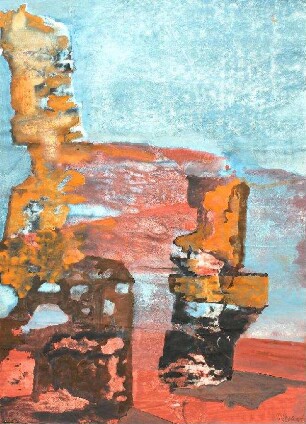 Komposition mit rost/blau