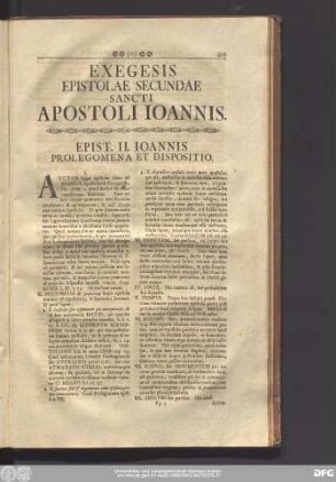 Exegesis Epistolae Secundae Sancti Apostoli Ioannis.