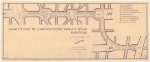 Luisenstädtischer Kanal, Berlin: Gesamtplan für den ehem. Luisenstädtischen Kanal im Grundriss 1:2000, Maßstabsleiste, Legende