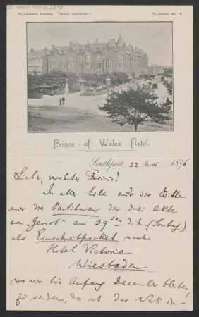 Brief an Karl Klindworth : 22.11.1896