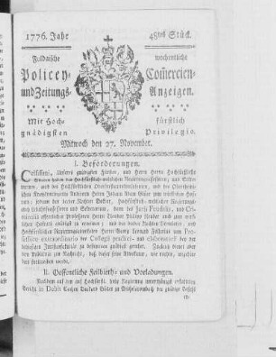 48tes Stück, Ausgabe vom 27. November 1776