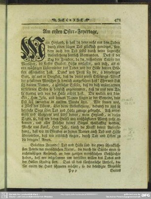 Am ersten Oster-Feyertage
