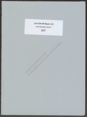 a) Brief von Fritz Gerstein an Elfriede Gerstein vom 9.3.1964: Bitte um Zusendung eines Fotos an Sup. Rehling; b) Brief von Elfriede Gerstein an Sup. Kurt Rehling vom 12.3.1964 (Durchschlag): Begleitbrief zur Übersendung einiger Fotos. Beschreibung der neusten Entwicklungen betr. Kurt Gerstein.