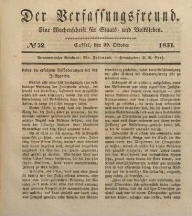 № 52. Cassel, den 29. Oktober 1831.
