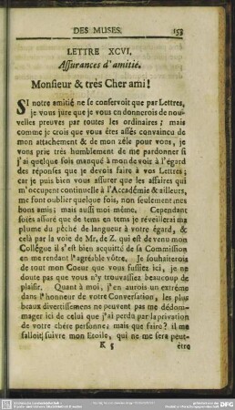 Lettre XCVI. Assurances d'amitie