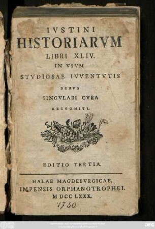 Ivstini Historiarvm Libri XLIV. : In Vsvm Stvdiosae Ivventvtis Denvo Singvlari Cvra Recogniti