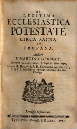 De legitima ecclesiastica potestate circa sacra et profana