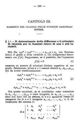 Capitolo III. Elementi del calcolo delle funzioni razionali intere.