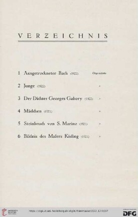Verzeichnis (Nr.1-30)
