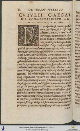 Gaii Iulii Caesaris Commentariorum De Bello Gallico Liber IIII