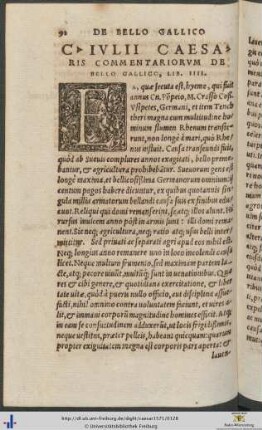 Gaii Iulii Caesaris Commentariorum De Bello Gallico Liber IIII