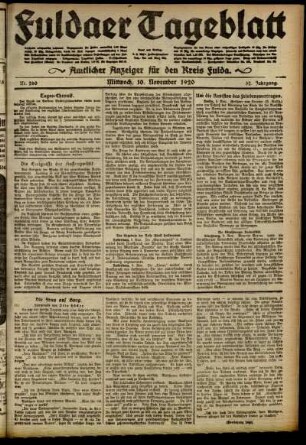 Ausgabe vom Mittwoch, den 10. November 1920.
