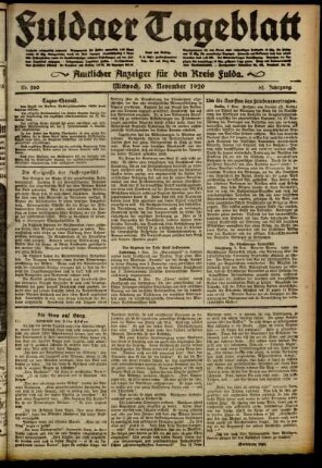 Ausgabe vom Mittwoch, den 10. November 1920.