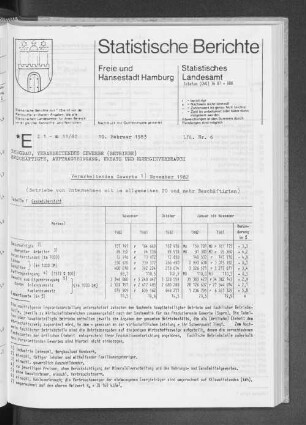 Verarbeitendes Gewerbe November 1982 : Lfd. Nr. 6