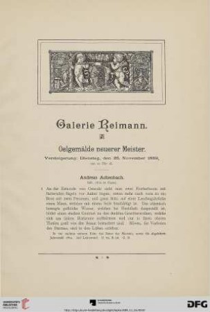Galerie Reimann. Ölgemälde neuerer Meister (Nr. 1-74)