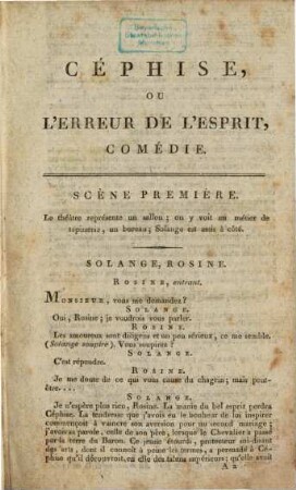 Céphise ou l'erreur de l'esprit : Comédie en un acte et en prose