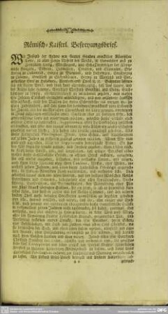 Römisch-Kaiserl. Befreyungsbrief