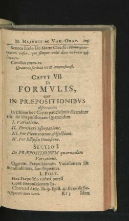 Caput VII. De Formulis, quae In Praepositionibus observandae.