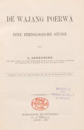 De wajang poerw°a : eene ethnologische Studie