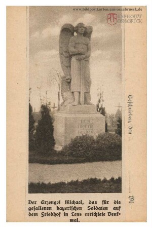 Der Erzengel Michael, das für die gefallenen bayerischen Soldaten auf dem Friedhof in Lens errichtete Denkmal