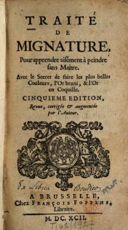 Traité de Mignature pour apprendre aisément à peindre sans maitre