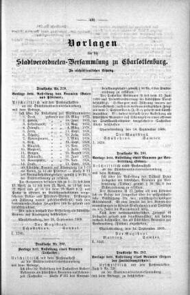 In nicht öffendlicher Sitzung (279,280,281,282), 06. Oktober 1909