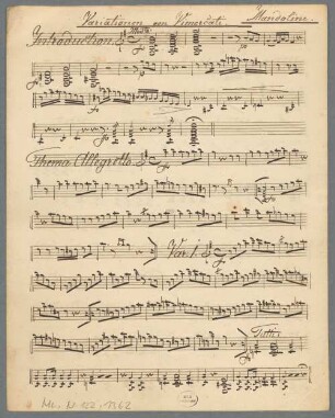 Variationen für Mandolin von Vimercati, mit Begleitung einer Zither und Mandora - BSB Mus.N. 122,1362