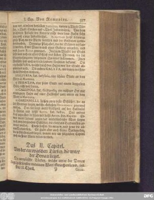 Das II. Capitel. Von der europäischen Türckey, die unter der Donau lieget.