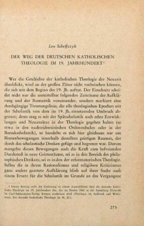 273-306 Der Weg der deutschen katholischen Theologie im 19. Jahrhundert