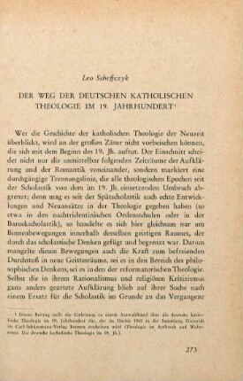 273-306 Der Weg der deutschen katholischen Theologie im 19. Jahrhundert