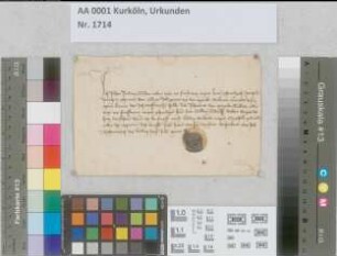 Quittung des Grafen Roprecht von Virnenburg über 200 Gulden Mannsgeld an dem Zoll zu Bonn.